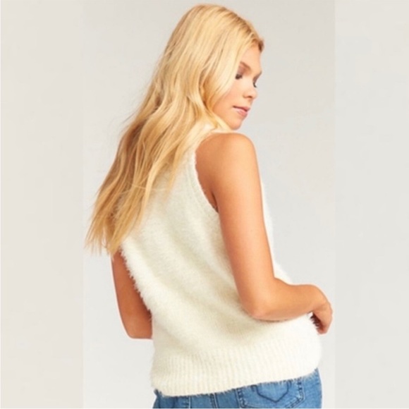 NWT Show Me Your Mumu Fuzzy Cream Knit Fauna Tank Turtleneck Sleeveless Sweater - Picture 3 of 13